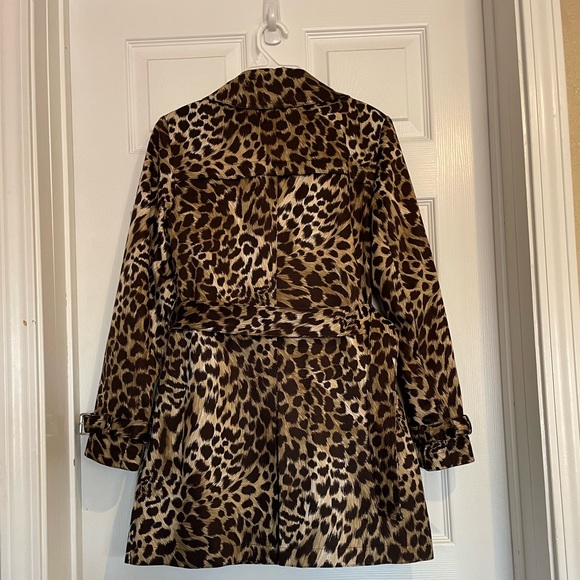 Michael Kors Animal Print Trench Coat size XS Removable Liner Button Front Belt - Picture 6 of 13
